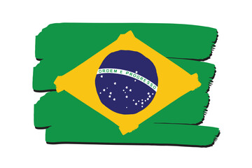 Brazil Flag with colored hand drawn lines in Vector Format