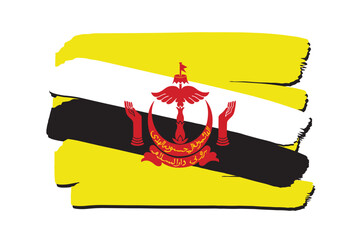 Brunei Flag with colored hand drawn lines in Vector Format