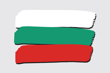 Bulgaria Flag with colored hand drawn lines in Vector Format
