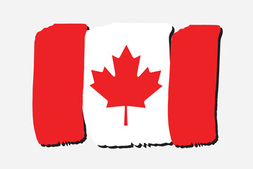 Canada Flag with colored hand drawn lines in Vector Format