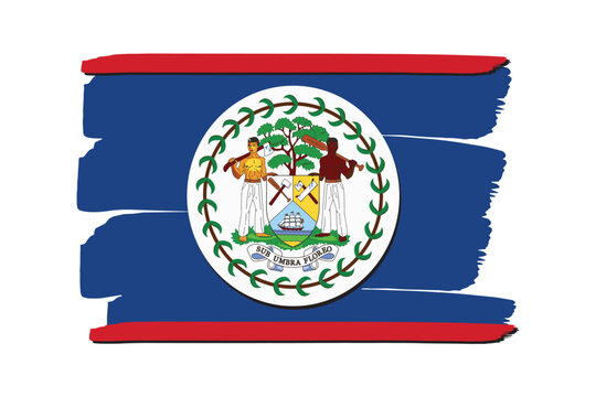 Belize Flag with colored hand drawn lines in Vector Format