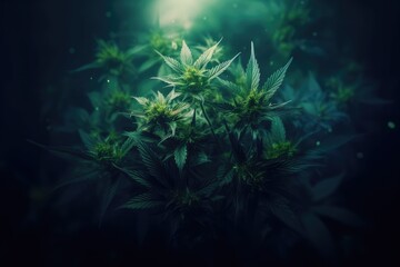 Fototapeta na wymiar marijuana plant is growing high
