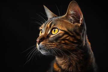 side view of cat on black background generated ai