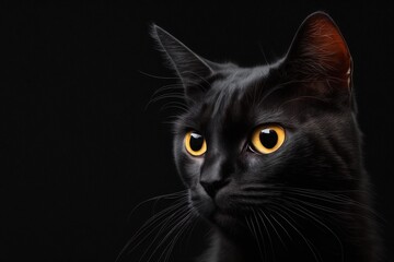 side view of cat on black background generated ai