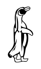 illustration of silhouette pinguin. monochrome black color isolated on white background. can used to logo, symbol or branding.