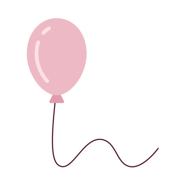 Single balloon semi flat colour vector object. Helium balloon floating. Happiness concept. Editable cartoon clip art icon on white background. Simple spot illustration for web graphic design