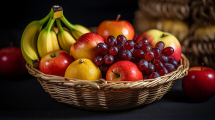 Fototapeta na wymiar A photo of a basket filled with desliscious fruits