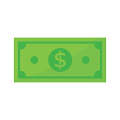 Dollar bill. Green paper money. Dollar banknote flat vector illustration isolated on white background