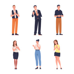 Obraz premium People Character Standing and Clapping Their Hands as Applause and Ovation Gesture Vector Illustration Set