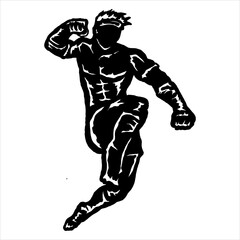 muay thai fighter icon silhouette vector 