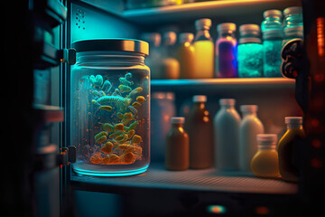 Medicine healthcare and medical laboratory  , Safety cabinet medical technology and digital science technology in futuristic , Created with generative AI