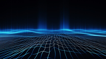 Naklejka premium Ai generated illustration beautiful abstract wave technology background with blue light