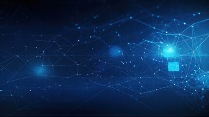 Ai generated illustration blue network of connected dots