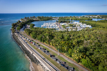 Fototapeta na wymiar Aerial view of Laguna La Torrecilla Carolina Puerto Rico