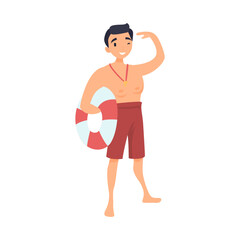 Beach Lifeguard flat icon. Colored vector element from beach people collection. Creative Beach Lifeguard icon for web design, templates and infographics.