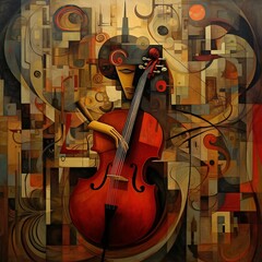 Naklejka premium the contemporary old vintage art of cello music. Created with generative AI technology.