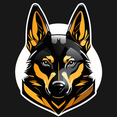 German shepherd dog head on a black background. Vector illustration for t-shirt and other uses.