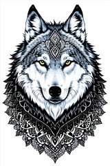 wolf head illustration. ai generative.