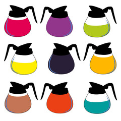 Set of Colorful Neon Diner Coffee Pot Menu Vectors