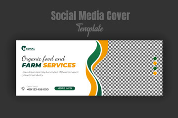 Agriculture and farm services social media post banner template, organic food web banner for lawn care, gardening, farming, mowing, landscaping services, business promotion