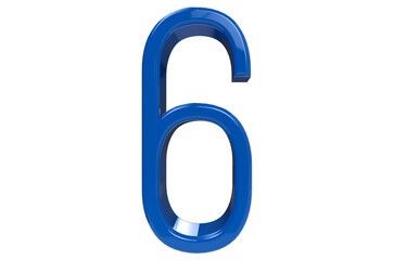 3d Blue number 6 on transparent background PNG