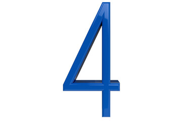 3d Blue number 4 on transparent background PNG