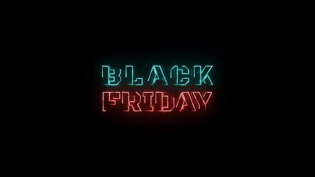 Black Friday sale neon sign banner background for promo video. concept of sale and clearance. black friday flash sale banner design 4k animation. sales shopping social media background.