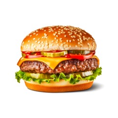 Hamburger isolated on white background. Generative AI.