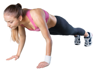 Fit woman doing stretching exercises