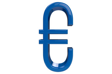blue euro symbol on transparent background