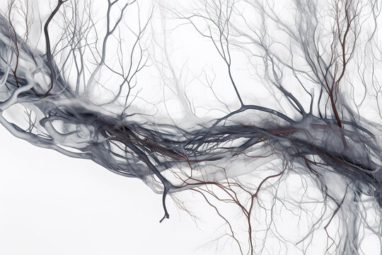 Arteriography, Radiographic examination of blood vessels using a contrast dye injected into the arteries, created with Generative AI