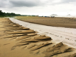 Sand wave formation on Karwar beach during low tide.
