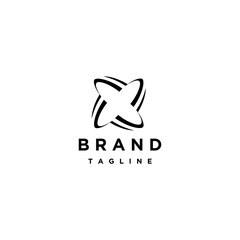 Rotating line logo design creates a minimalist abstract simple propeller shape. Minimalist Rotating Lines Logo Design.
