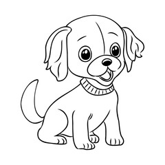Children's coloring book dog. Coloring book with cute cartoon puppy animal. Vector illustration.