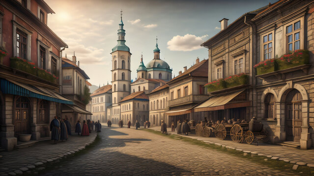 Ancient street view of a country old town