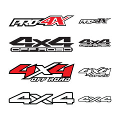 Four pack of 4x4 logos, for trucks, cars and all terrain vehicles, ideal for vinil cut © Stickerologia