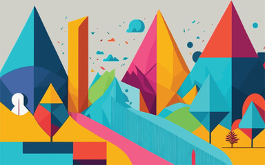 Fototapeta premium vector-style background image that conveys the idea of growth and progress, using simple geometric shapes arranged in a series of stages or steps, representing the journey towards personal or