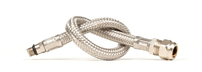 Flexible water hose, isolated on white