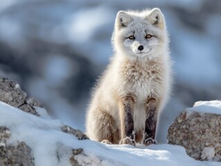 Arctic Fox in the arctic habitat Generative AI