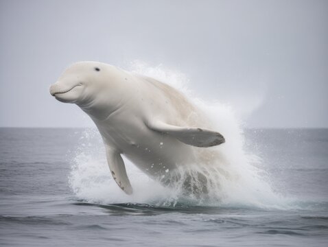 Beluga Whale in the arctic habitat Generative AI