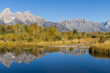 Fototapeta na wymiar Beautiful Reflection Landscape in the Tetons in Autumn