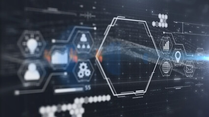 Technology business global network marketing connection. Financial icon cyber innovative graphic illustration background.