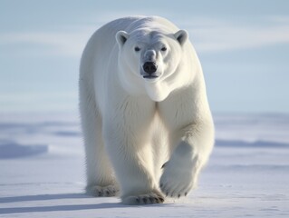 Naklejka na ściany i meble Polar Bear in the arctic habitat Generative AI