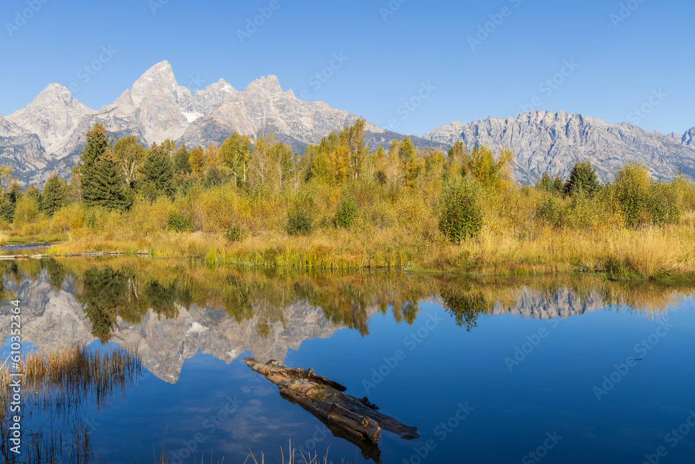 Sticker Beautiful Reflection Landscape in the Tetons in Autumn