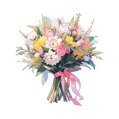 Hand draw style flower bouquet for valentine, wedding and silver day artwork