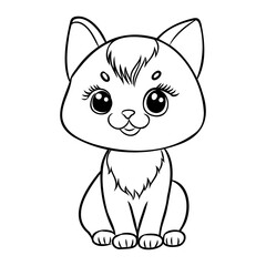 Obraz premium Coloring Page Outline Of cartoon little cat on flower clearing. Cute kitten with butterfly. Pet. Coloring book for kids