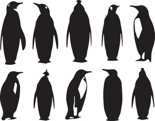 An  Awesome Silhouette Penguin standing vector illustration