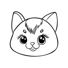 Fototapeta premium Coloring Page Outline Of cartoon little cat on flower clearing. Cute kitten with butterfly. Pet. Coloring book for kids