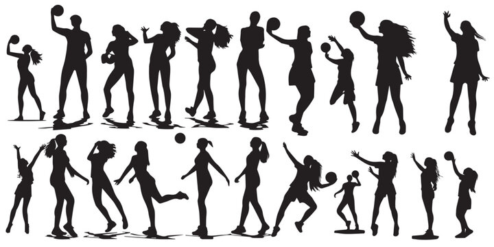 A set of silhouette women playing vector 