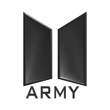 3D BTS fans logo, ARMY and BTS design on white background